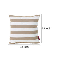 Naed Square Outdoor Throw Pillow Set of 2, 18 Inch Brown White Stripes By Casagear Home