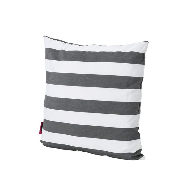 Naed Square Outdoor Throw Pillow Set of 2, 18 Inch Black White Stripes By Casagear Home