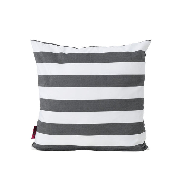 Naed Square Outdoor Throw Pillow Set of 2, 18 Inch Black White Stripes By Casagear Home