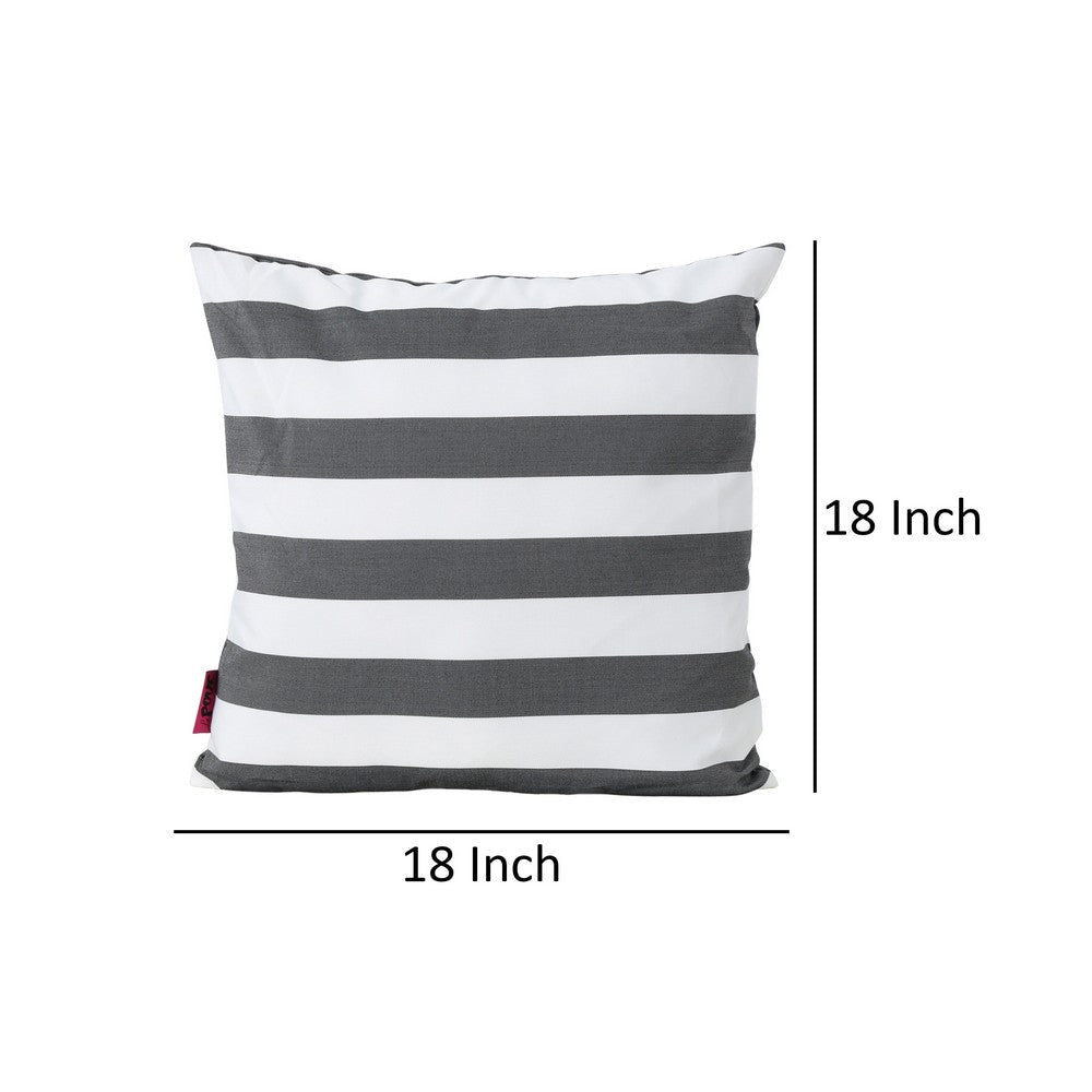 Naed Square Outdoor Throw Pillow Set of 2, 18 Inch Black White Stripes By Casagear Home