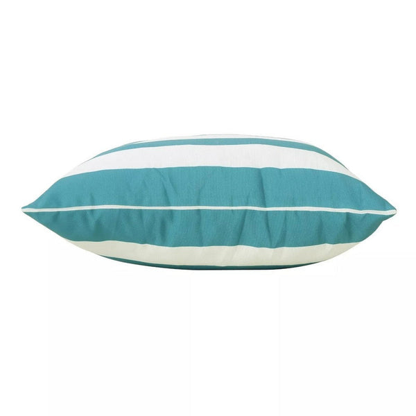 Naed Square Outdoor Throw Pillow Set of 2, 18 Inch Teal Blue White Stripes By Casagear Home