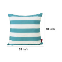 Naed Square Outdoor Throw Pillow Set of 2, 18 Inch Teal Blue White Stripes By Casagear Home