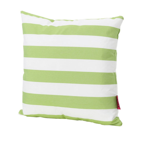 Naed Square Outdoor Throw Pillow Set of 2, 18 Inch Green White Stripes By Casagear Home