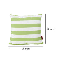 Naed Square Outdoor Throw Pillow Set of 2, 18 Inch Green White Stripes By Casagear Home