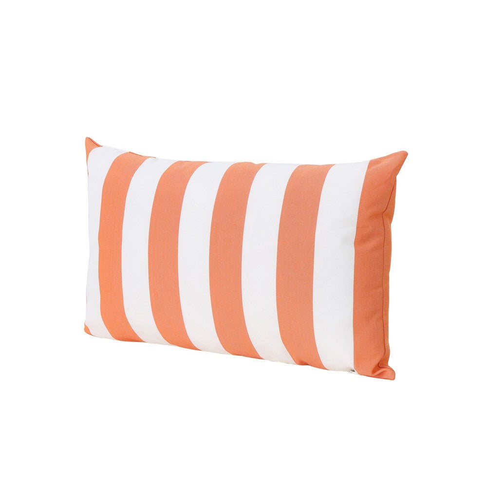 Naed Rectangular Outdoor Throw Pillow Set of 2, Orange and White Stripes By Casagear Home