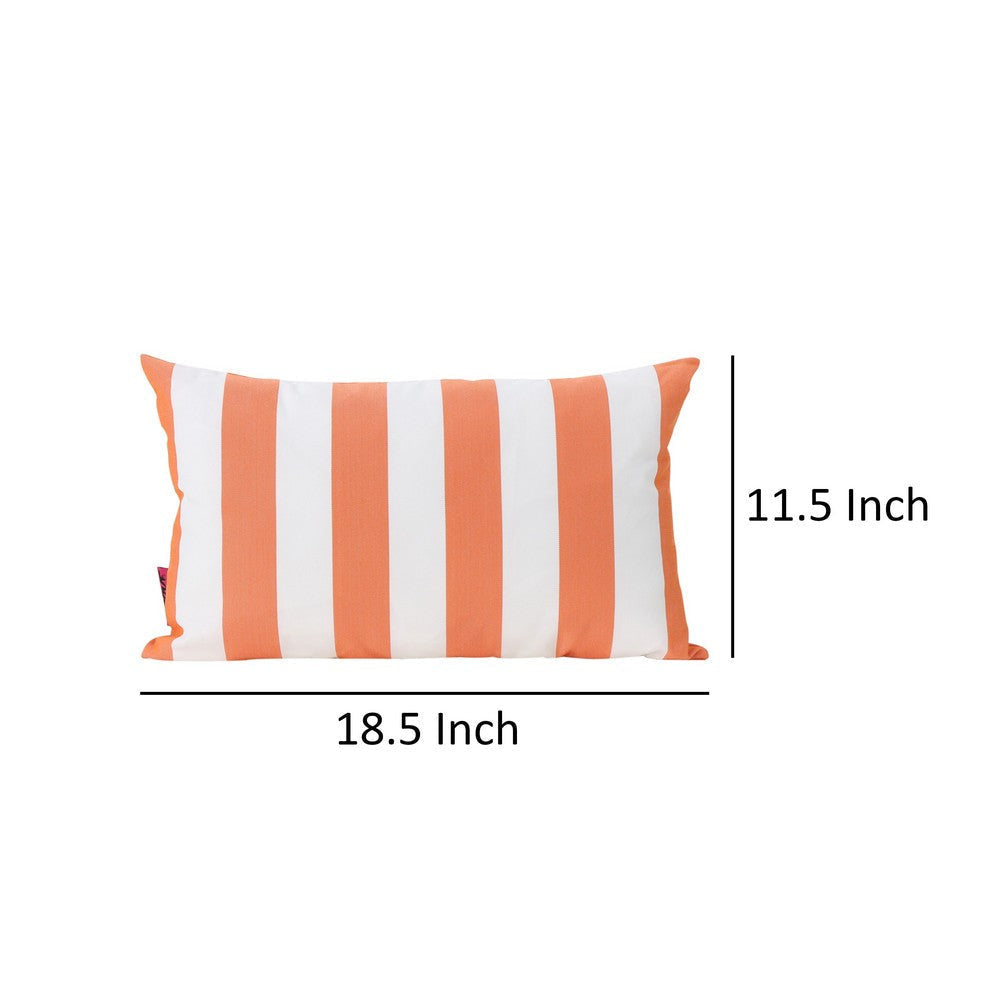 Naed Rectangular Outdoor Throw Pillow Set of 2, Orange and White Stripes By Casagear Home