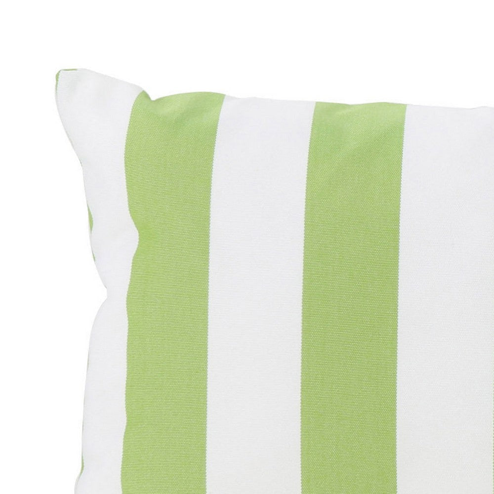 Naed Rectangular Outdoor Throw Pillow Set of 2, Green and White Stripes By Casagear Home