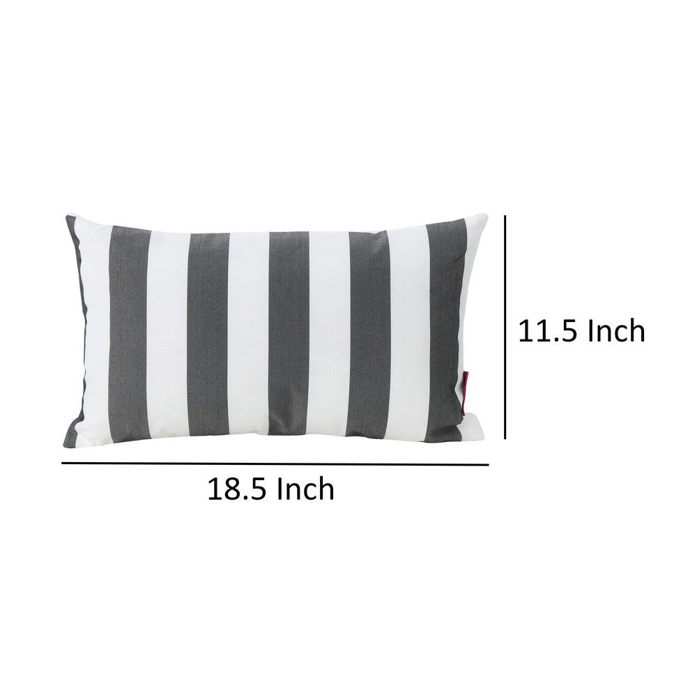 Naed Rectangular Outdoor Throw Pillow Set of 2, Black and White Stripes By Casagear Home