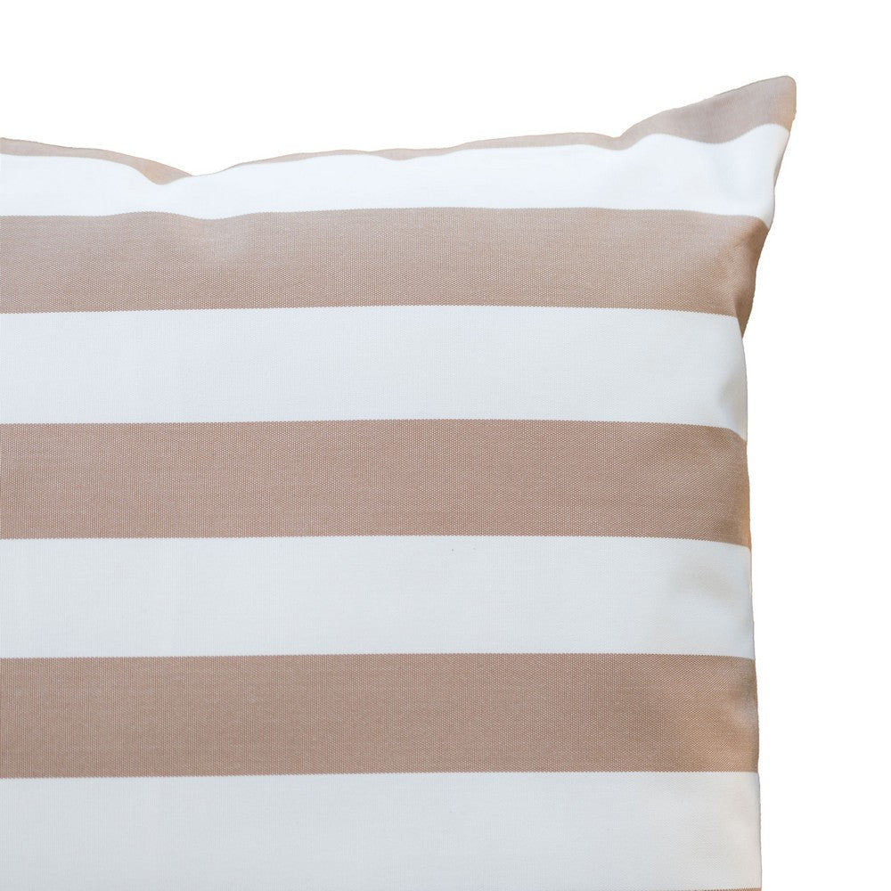 Naed Rectangular Outdoor Throw Pillow Set of 2, Brown and White Stripes By Casagear Home