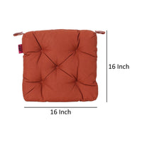 Caba Chair Pad Cushion, Tufted 16 Inch, Water Resistant, Orange Polyester -BM321297