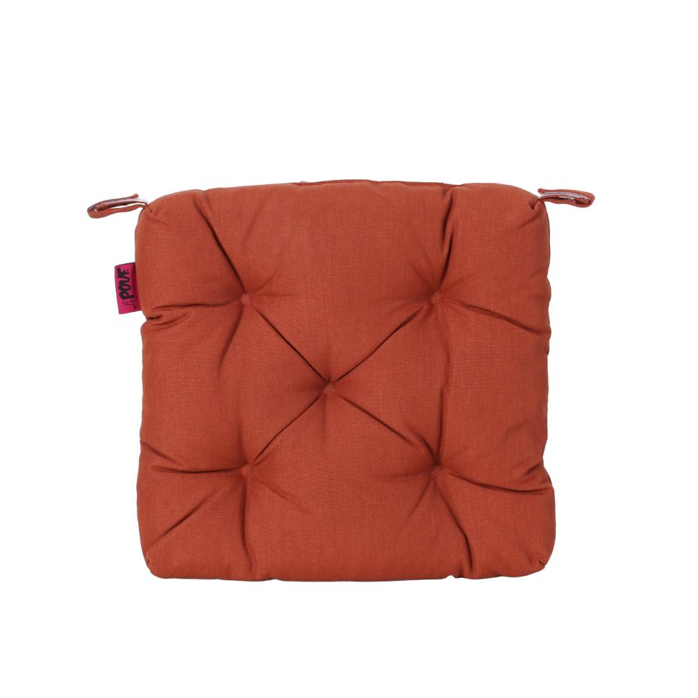 Caba Chair Pad Cushion, Tufted 16 Inch, Water Resistant, Orange Polyester