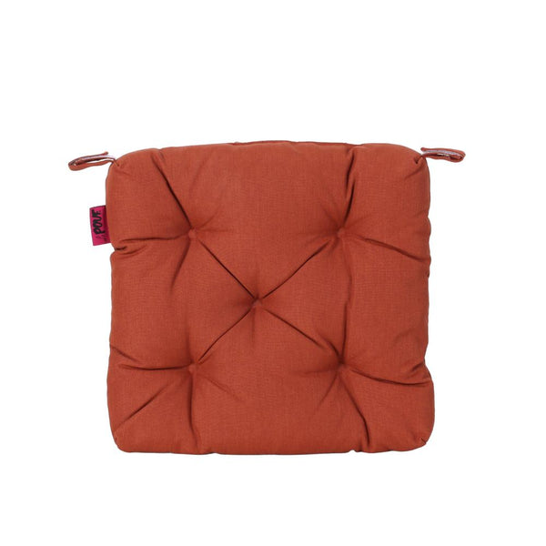 Caba Chair Pad Cushion, Tufted 16 Inch, Water Resistant, Orange Polyester