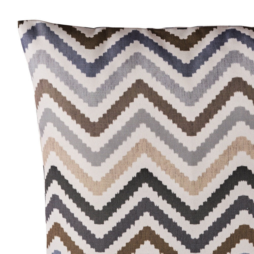 Cylie Outdoor Throw Pillow Set of 2, 12 x 18, Brown Zigzag Stripes, Gray By Casagear Home