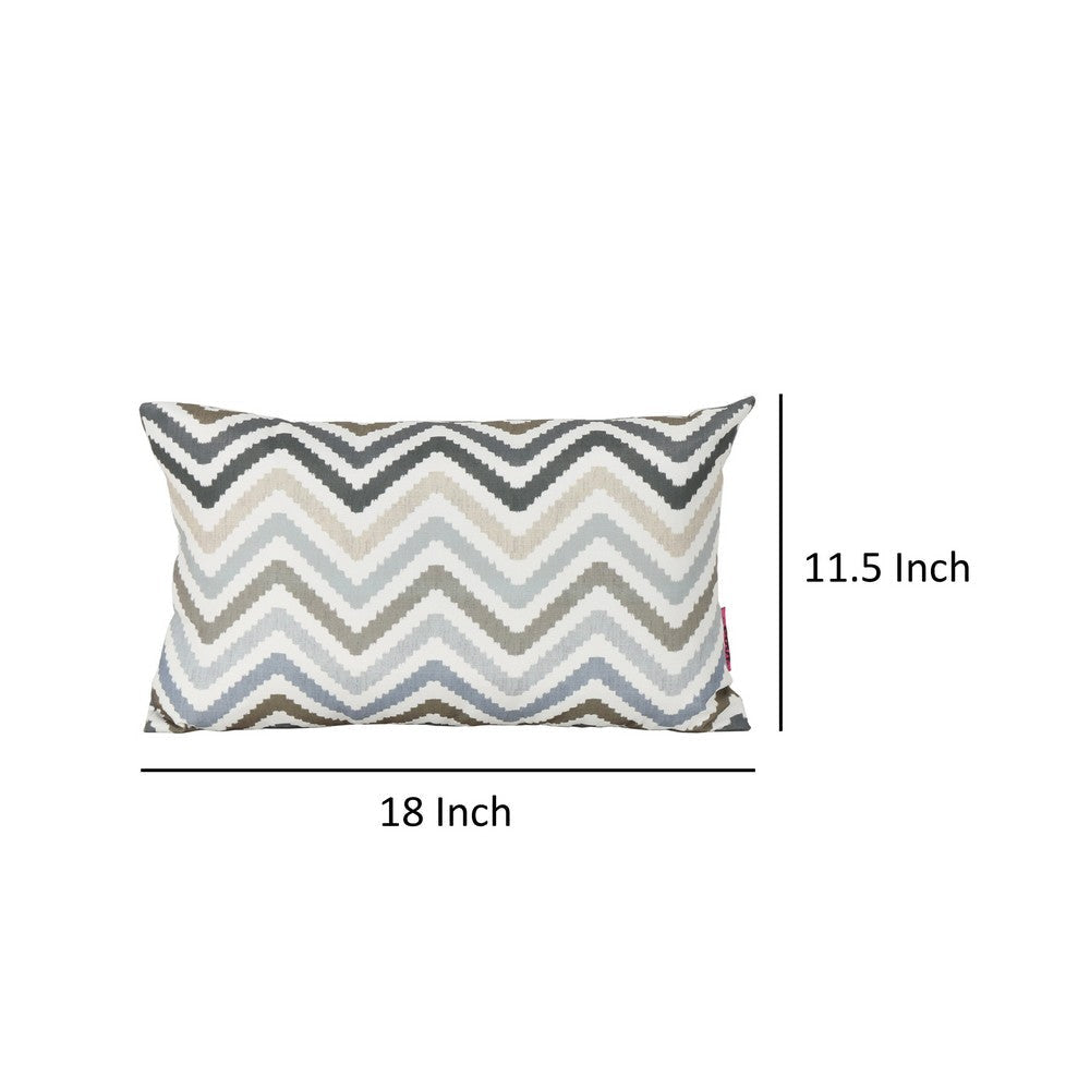 Cylie Outdoor Throw Pillow Set of 2, 12 x 18, Brown Zigzag Stripes, Gray By Casagear Home