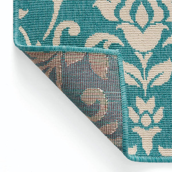 Dian Area Rug, 5 x 7, Power Loom Ivory Blue Floral Patterns, Indoor Outdoor -BM321301