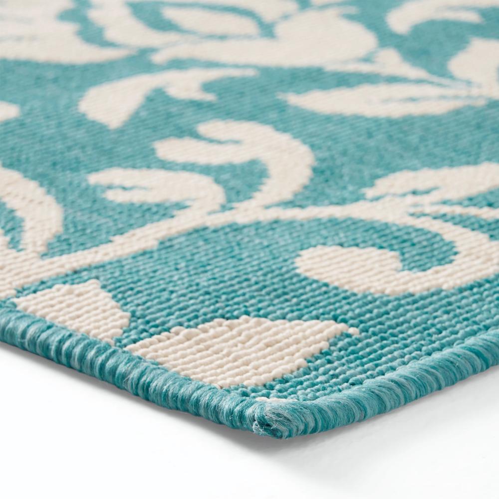 Dian Area Rug, 5 x 7, Power Loom Ivory Blue Floral Patterns, Indoor Outdoor -BM321301