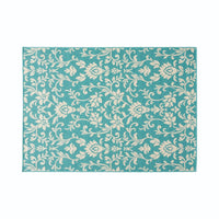 Dian Area Rug, 5 x 7, Power Loom Ivory Blue Floral Patterns, Indoor Outdoor