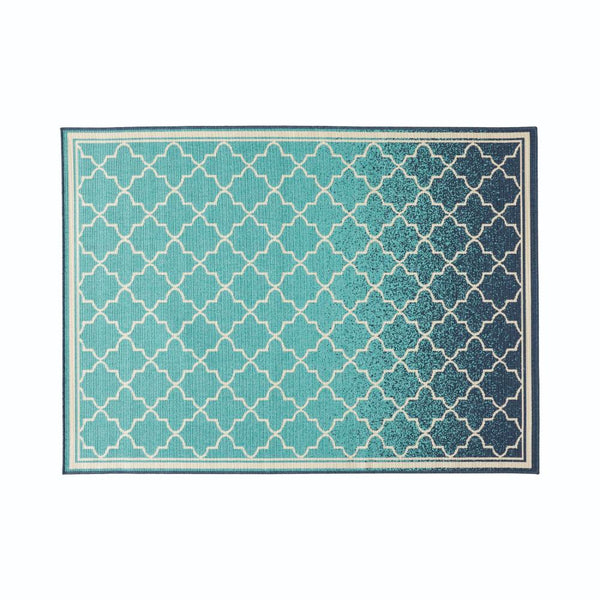Dian Area Rug, 5 x 7, Power Loom, Ivory Blue Ombre Patterns, Indoor Outdoor