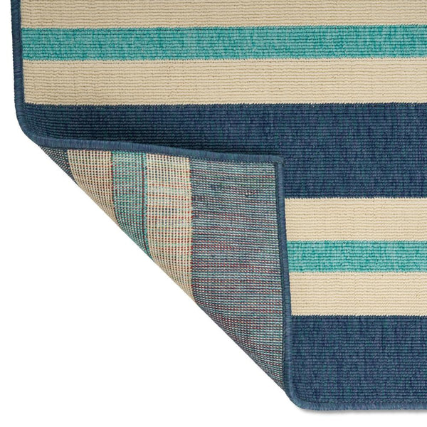 Dian Area Rug, 5 x 8, Power Loom, Ivory and Blue Stripes, Indoor Outdoor -BM321303