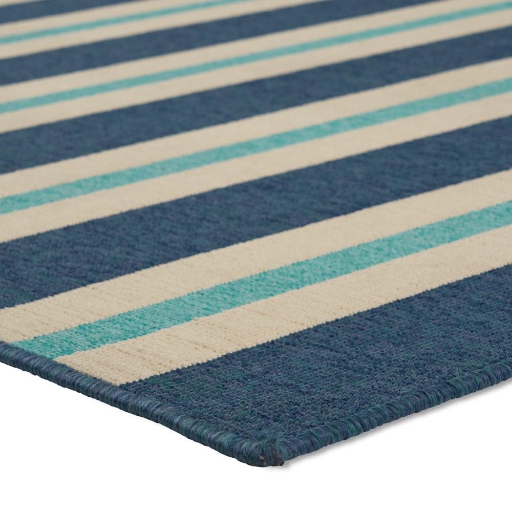 Dian Area Rug, 5 x 8, Power Loom, Ivory and Blue Stripes, Indoor Outdoor -BM321303