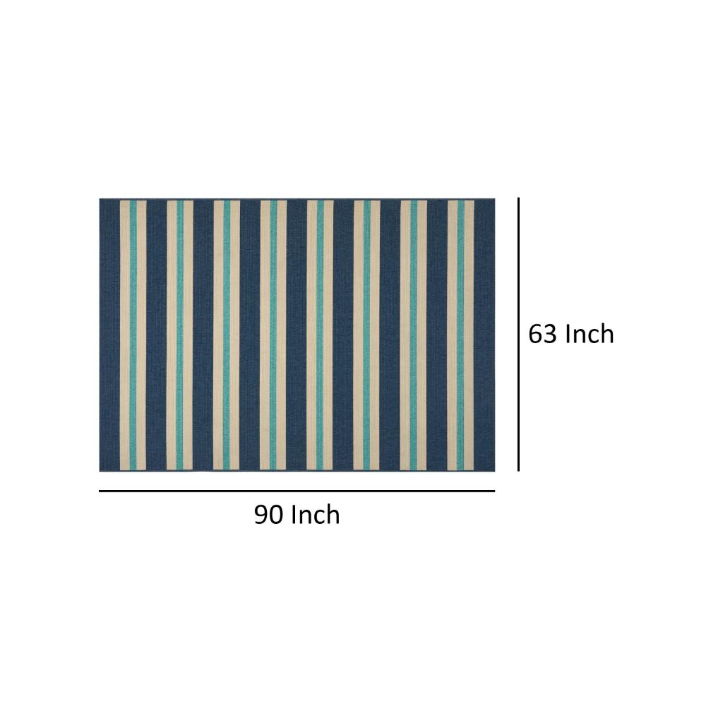 Dian Area Rug, 5 x 8, Power Loom, Ivory and Blue Stripes, Indoor Outdoor -BM321303