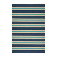 Dian Area Rug, 5 x 8, Power Loom, Ivory and Blue Stripes, Indoor Outdoor