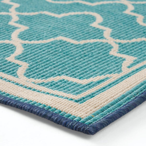 Dian Area Rug, 8 x 10, Power Loom Ivory Blue Ombre Patterns, Indoor Outdoor -BM321304