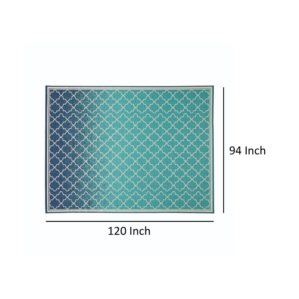 Dian Area Rug, 8 x 10, Power Loom Ivory Blue Ombre Patterns, Indoor Outdoor -BM321304