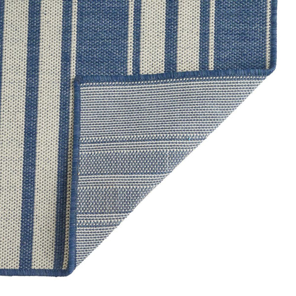 Dian Area Rug, 8 x 10, Power Loom, Ivory Blue Stripes, Indoor Outdoor -BM321305