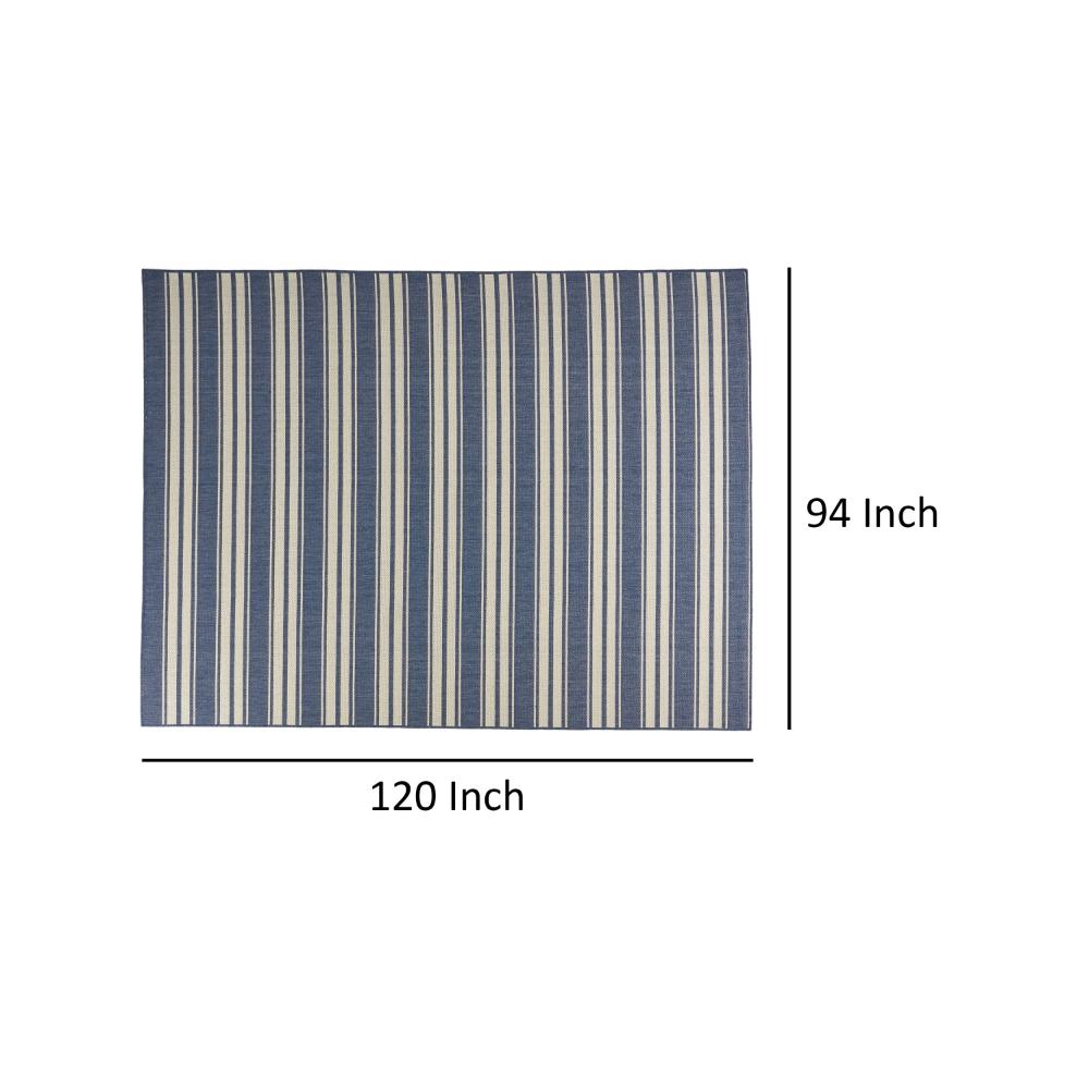 Dian Area Rug, 8 x 10, Power Loom, Ivory Blue Stripes, Indoor Outdoor -BM321305