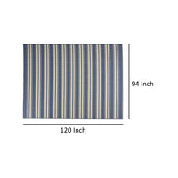 Dian Area Rug, 8 x 10, Power Loom, Ivory Blue Stripes, Indoor Outdoor -BM321305
