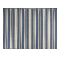 Dian Area Rug, 8 x 10, Power Loom, Ivory Blue Stripes, Indoor Outdoor