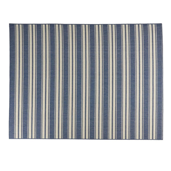 Dian Area Rug, 8 x 10, Power Loom, Ivory Blue Stripes, Indoor Outdoor