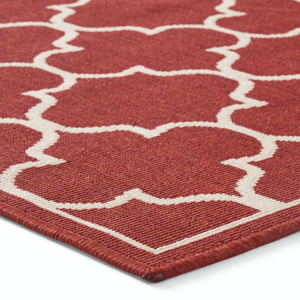 Dian Area Rug, 3 x 5, Power Loom, Ivory Trellis Details, Red Indoor Outdoor -BM321306