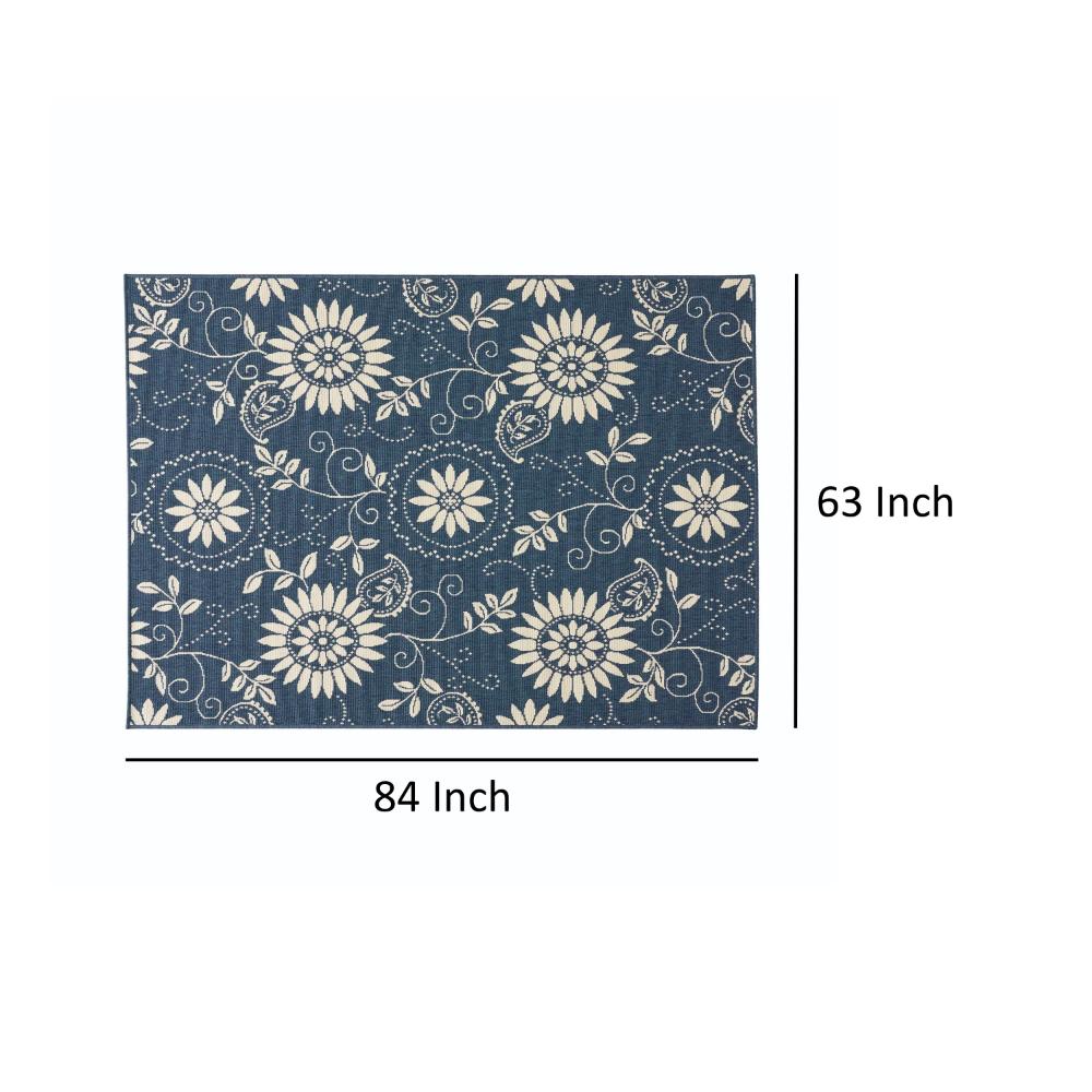 Dian Area Rug, 5 x 7, Power Loom, Ivory Blue Floral Details, Indoor Outdoor -BM321307