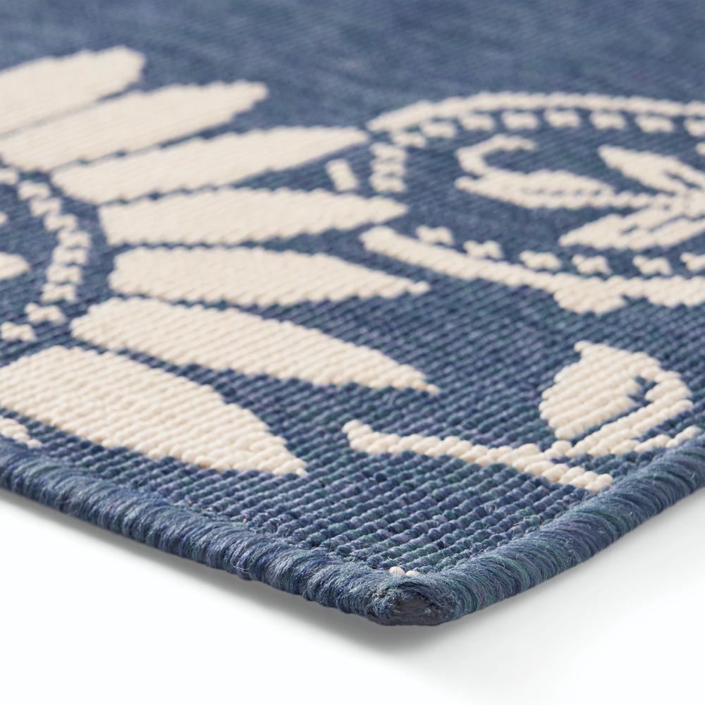Dian Area Rug, 8 x 10, Power Loom Ivory Blue Floral Details, Indoor Outdoor -BM321308