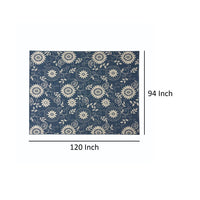 Dian Area Rug, 8 x 10, Power Loom Ivory Blue Floral Details, Indoor Outdoor -BM321308