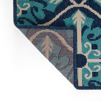 Dian Area Rug, 5 x 7, Power Loomed Navy Blue Trellis Design Indoor Outdoor -BM321309