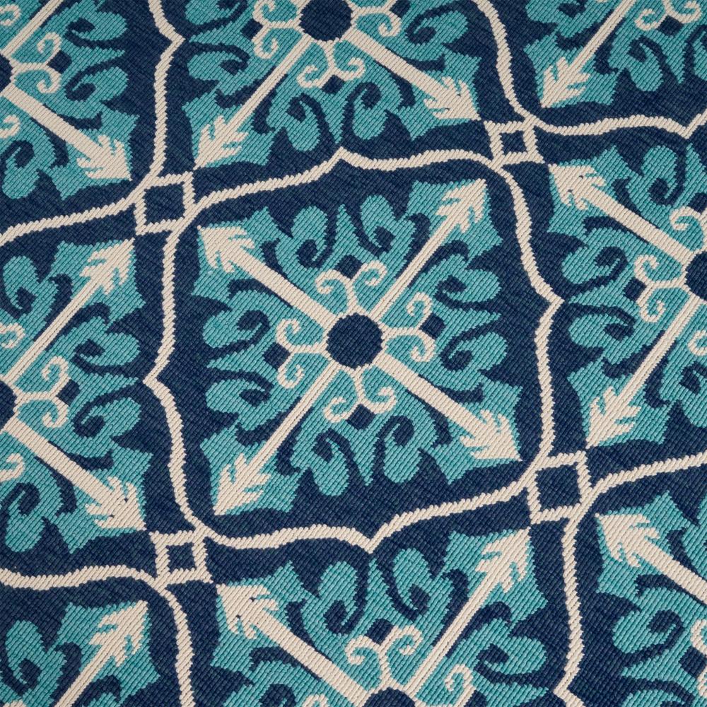 Dian Area Rug, 5 x 7, Power Loomed Navy Blue Trellis Design Indoor Outdoor -BM321309