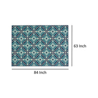 Dian Area Rug, 5 x 7, Power Loomed Navy Blue Trellis Design Indoor Outdoor -BM321309