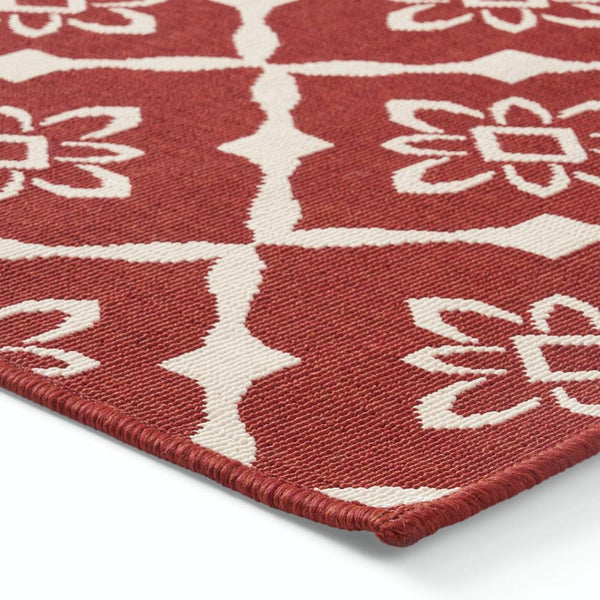 Dian Area Rug, 5 x 7, Power Loom Ivory Red Floral Details, Indoor Outdoor -BM321310