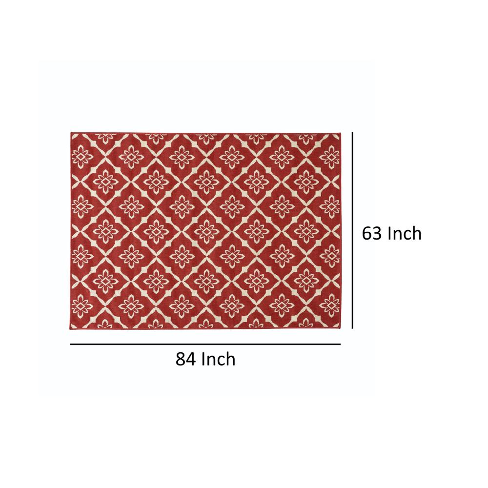 Dian Area Rug, 5 x 7, Power Loom Ivory Red Floral Details, Indoor Outdoor -BM321310