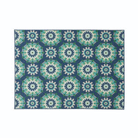 Dian Area Rug, 5 x 7, Power Loom, Navy Blue Floral Details, Indoor Outdoor