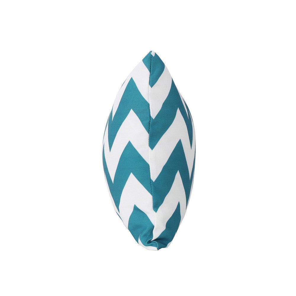 Isol Rectangular Outdoor Throw Pillow Set of 2, Chevron Pattern, Teal Blue By Casagear Home