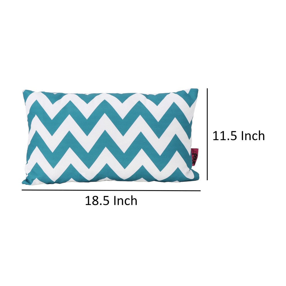 Isol Rectangular Outdoor Throw Pillow Set of 2, Chevron Pattern, Teal Blue By Casagear Home