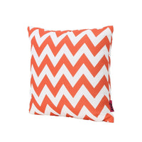 Isol Square Outdoor Throw Pillow Set of 2, Chevron Pattern, White, Orange By Casagear Home