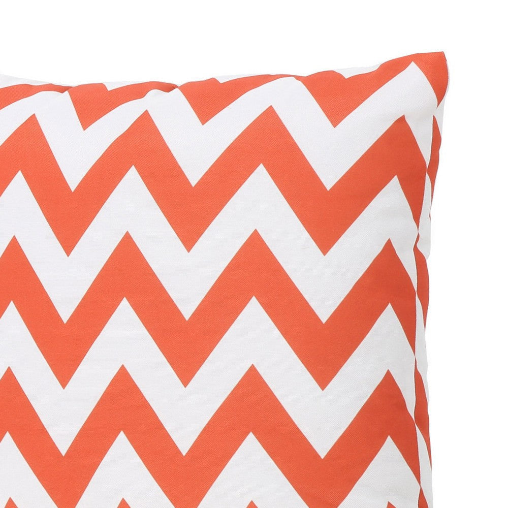 Isol Square Outdoor Throw Pillow Set of 2, Chevron Pattern, White, Orange By Casagear Home