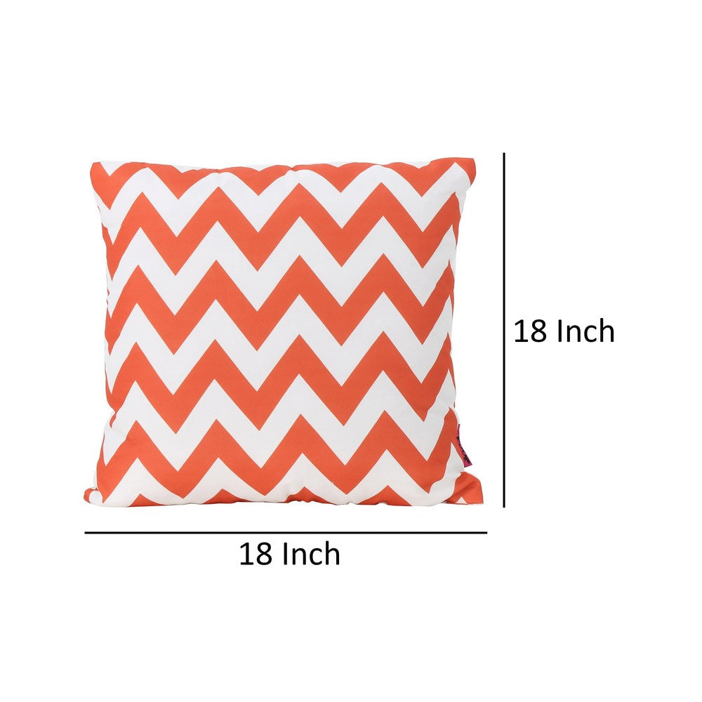 Isol Square Outdoor Throw Pillow Set of 2, Chevron Pattern, White, Orange By Casagear Home