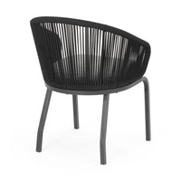 Candy Outdoor Dining Chair Set of 2, Gray Fabric, Black Metal, Woven Rope -BM321315