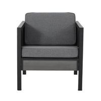 Tomy Outdoor Club Accent Chair Set of 2, Gray Olefin Cushions, Black Iron -BM321319